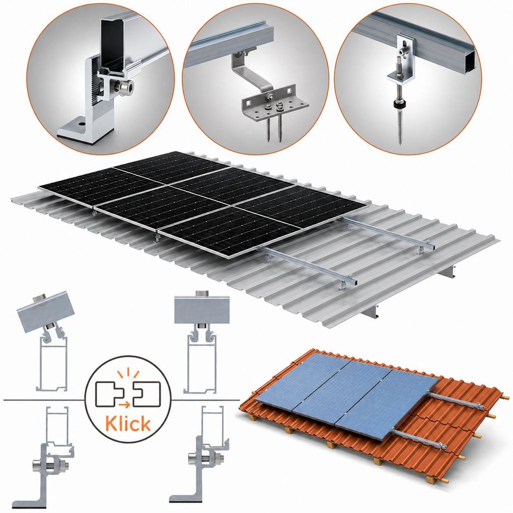Solarpanel Halterung Klick-System mit L-Winkel für 4 Module Produktbild 