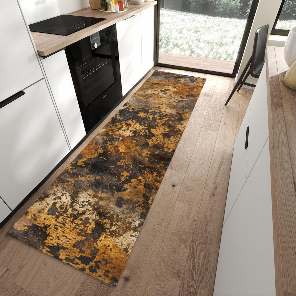 Küchenteppich 80x280cm rutschfest & abwischbar PVC Läufer - Rostige Textur