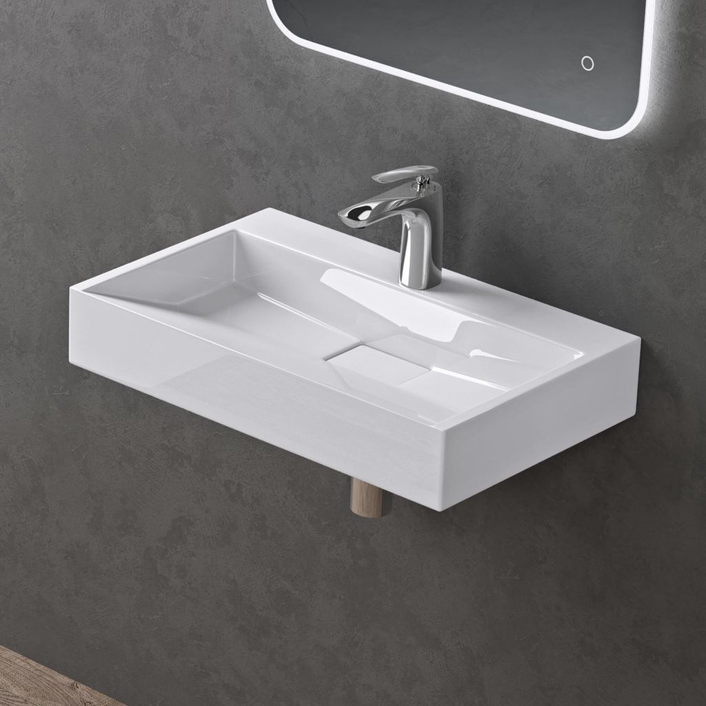 doporro Waschbecken Mineralguss weiß 60x46x11cm mit Produktbild