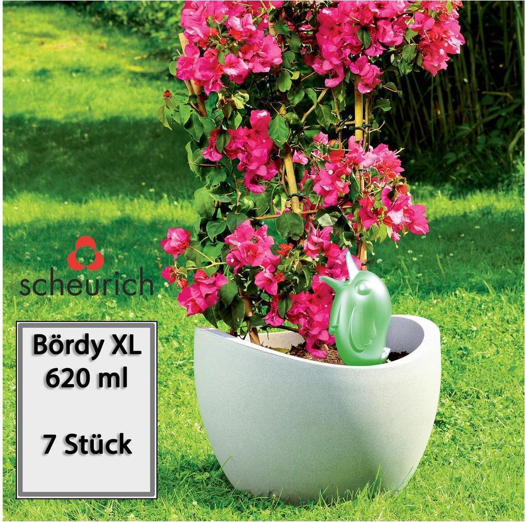 Scheurich Wasserspeicher Bördy XL | 7x Grün | 620ml Füllmenge | Bewässerungskugel klein mit Ton Fuß | Wasserspender Pflanzen und Blumen Terrak...