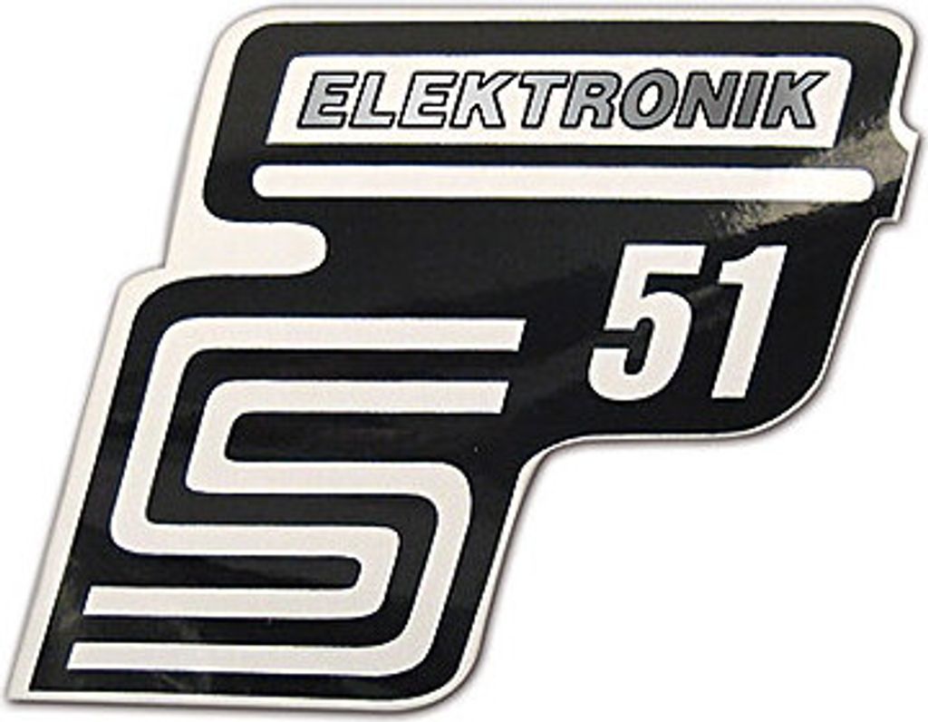 Aufkleber Simson S51 Elektronik silber für Seitendeckel links oder rechts