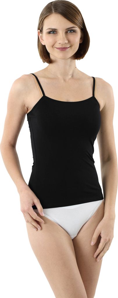 ALBERT KREUZ Damen Spaghetti Top schwarz Stretch-Baumwolle, 36-38 / S