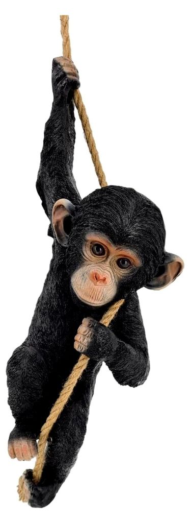 Gartenfigur AFFE am Seil – Realistischer Schimpanse 70 cm H Produktbild 