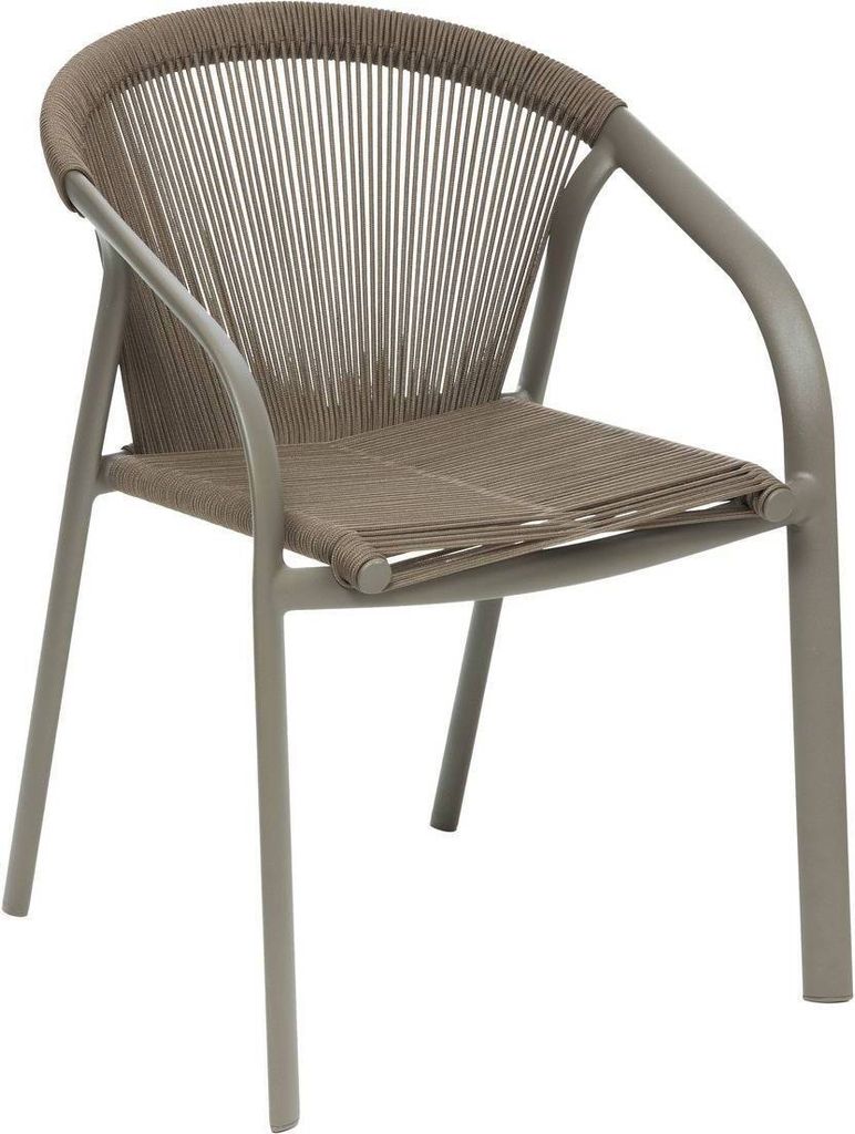 Stapelbarer gartensessel "riu" grün wenge & praliné aus epoxybehandeltem aluminium - Hespéride