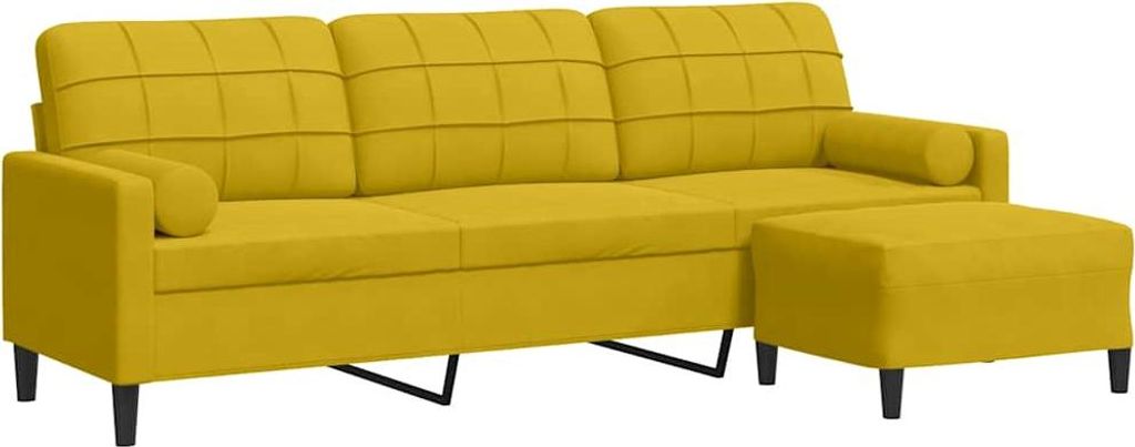 vidaXL Sofa 3-Sitzer mit Hocker Gelb 210 cm Samt