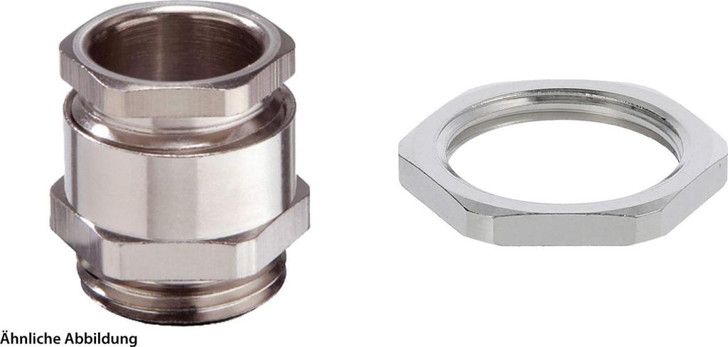 WISKA DIN-Verschraubung mit Einschnittdichtung und Gegenmutter M20x1,5 Sechskant-Zwischenstutzen Messing (CuZn)