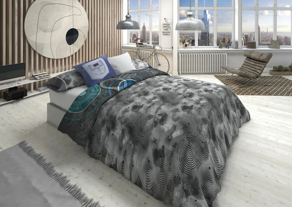Housse de couette gris anthracite design Orlando pour lit simple 1p