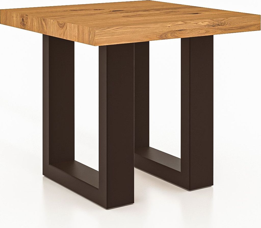 Couchtisch STEEL 50 x 50 aus Massivholz, Wildeiche Naturgeölt