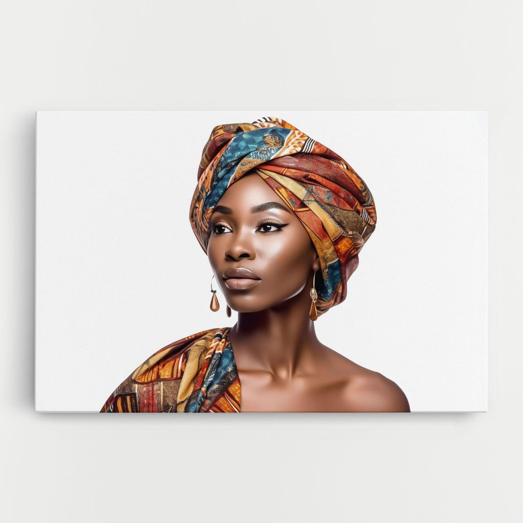 ARTHUB Leinwandbild 50x70 cm, African Woman Turban | Wohnzimmerdekoration, Hängende Bilder, Wanddekoration, Heimdekoration, Frauen, Afrikanische...