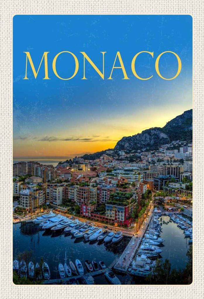 vianmo Holzschild 30x20 cm Monaco Frankreich Yacht Luxus
