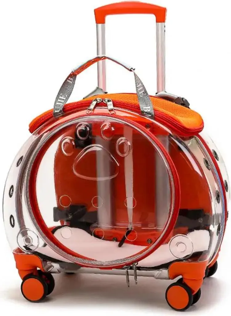 Trolley animaux orange : fini le mal de dos et le stress du transport