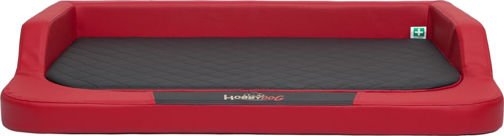 Hundekissen Hundebett Hundekorb Hundesofa Orthopädisch für Haustier Hunde Waschbar - Medico Lux 94 x 62 x 15 cm [Größe: XL] - Rot mit Schwarz