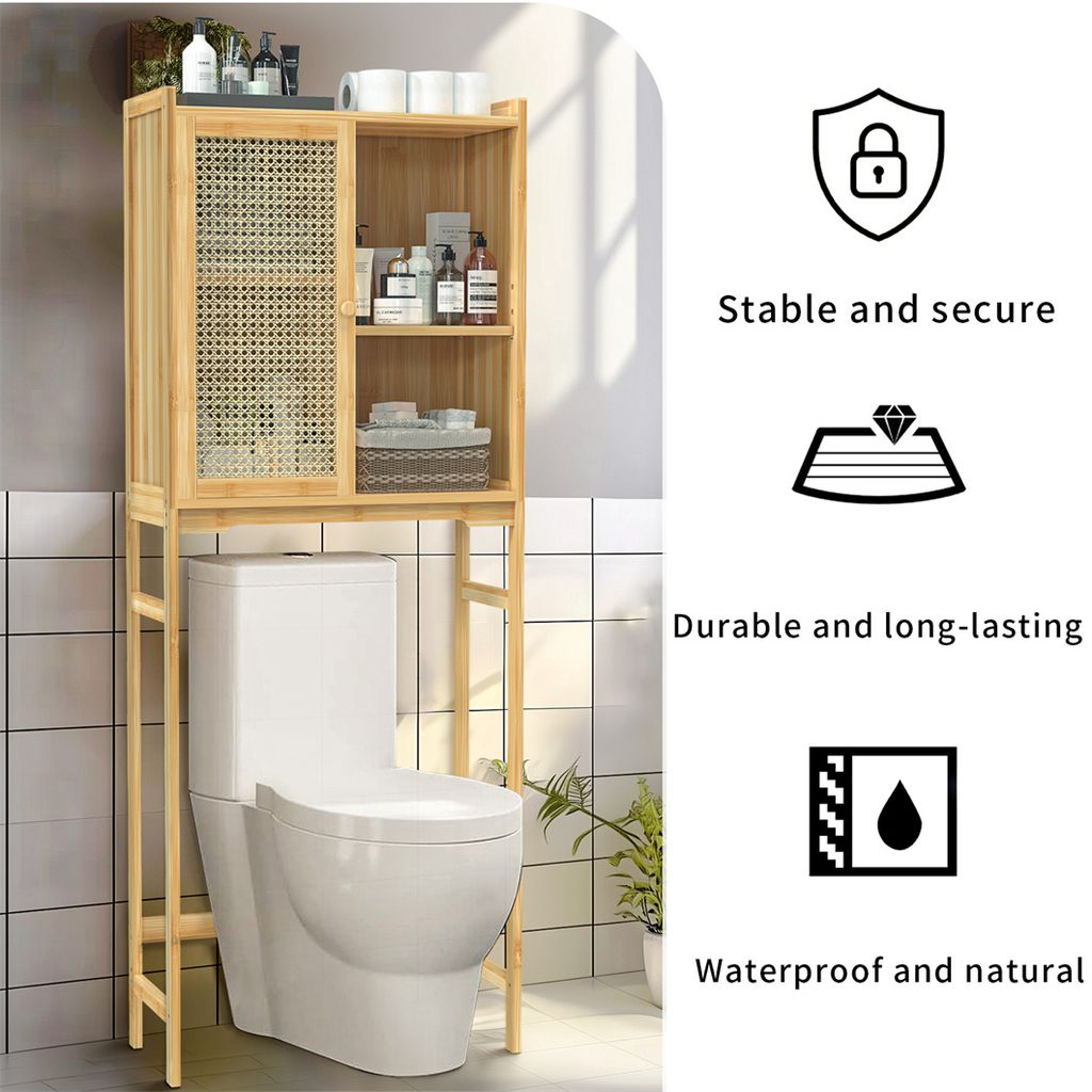 WISFOR Badregal Toilettenregal, Badezimmerregal mit Schrank Produktbild 9