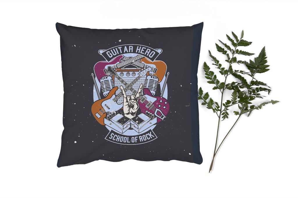 MuchoWow Zierkissen Sofakissen Wohnzimmer Dekokissen 40x40 cm Gitarre - Musikinstrumente - Retro - Foto Kissen - Schlafzimmer Dekoration
