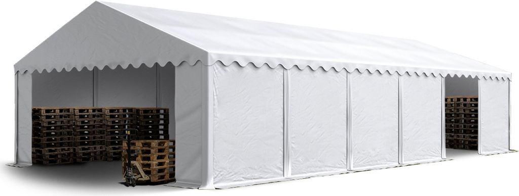 TOOLPORT Lagerzelt 6x12 m Zelthalle Unterstand Weidezelt PVC Plane 700 N wasserdicht in weiß