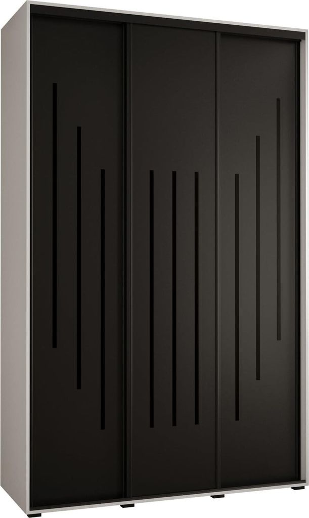 MEBLE KRYSPOL Davos 8 Schrank, drei Türen - 235,2x150x45 cm - Weiß Schwarz Schwarz