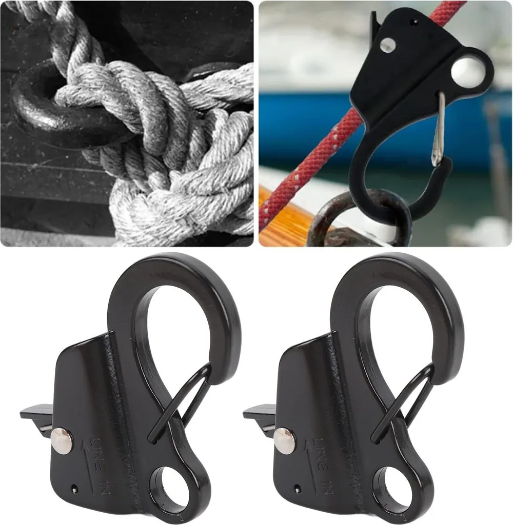 Accroche Pare-chocs Bateau à Fixation Rapide, Pack de 2 Clips Noirs Inox