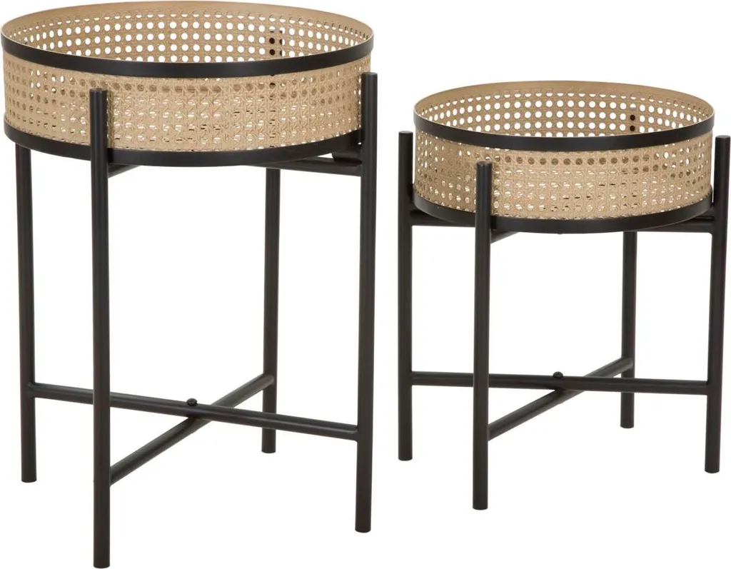 Gain de place : Tables basses gigognes FUJI métal motif viennois chic