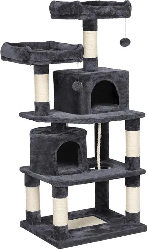 Arbre à Chat 145 cm Gris Foncé - Griffoir Idéal pour Appartement et Salon