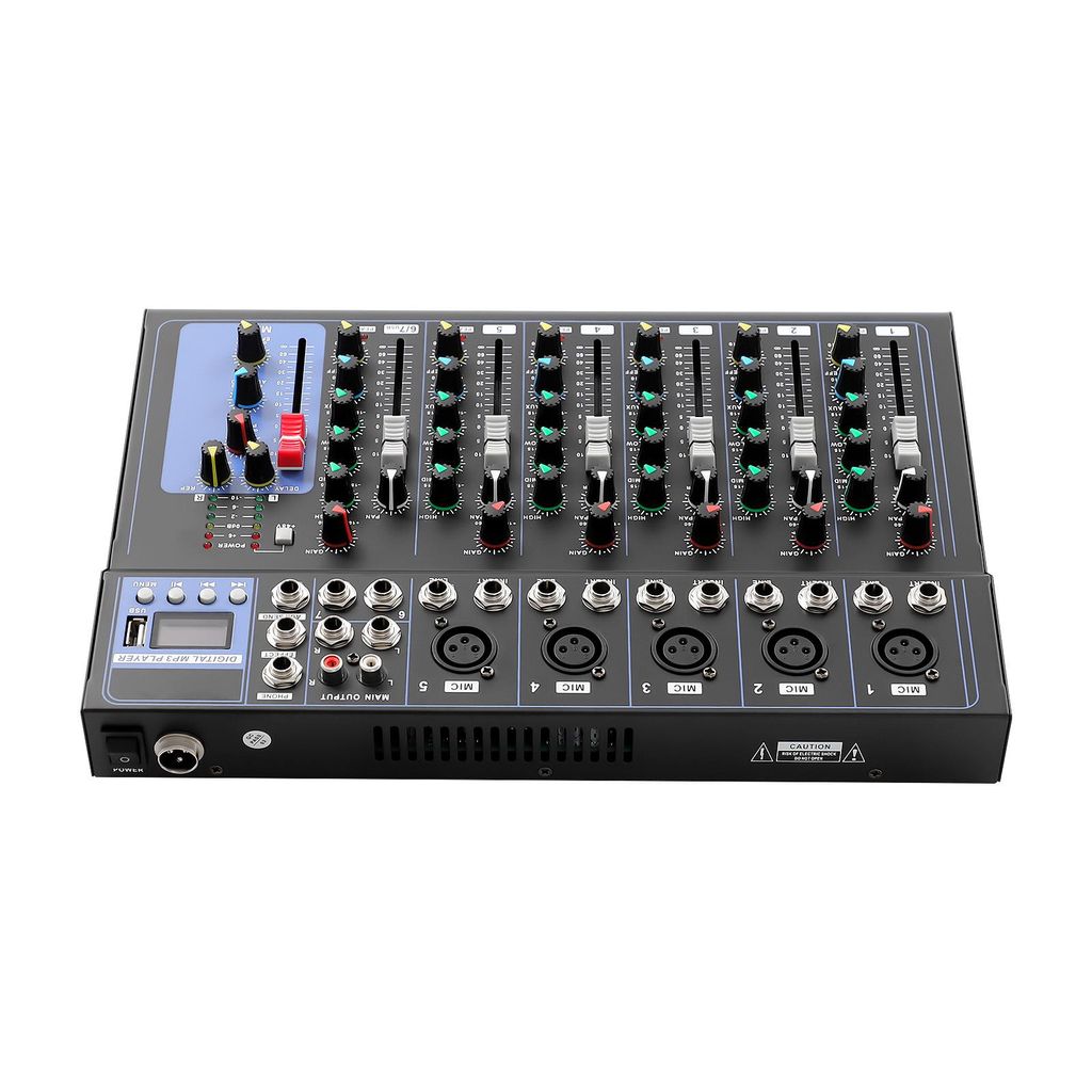 MF-7 Audio Mixer Mit Bluetooth & USB - 7-Kanal Mischpult Mit 16 DSP Effekten Für DJs & Aufnahmen