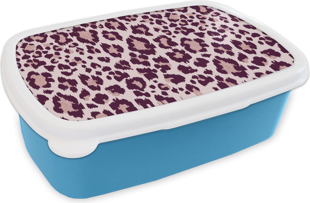 KitchenYeah Lunchbox Brotzeit Brotdose 17x11 cm Schnittmuster - Panther - Rosa Kinder Brotzeitdose - Lunch - Kunststoff - Brotbüchse - Sandwich...