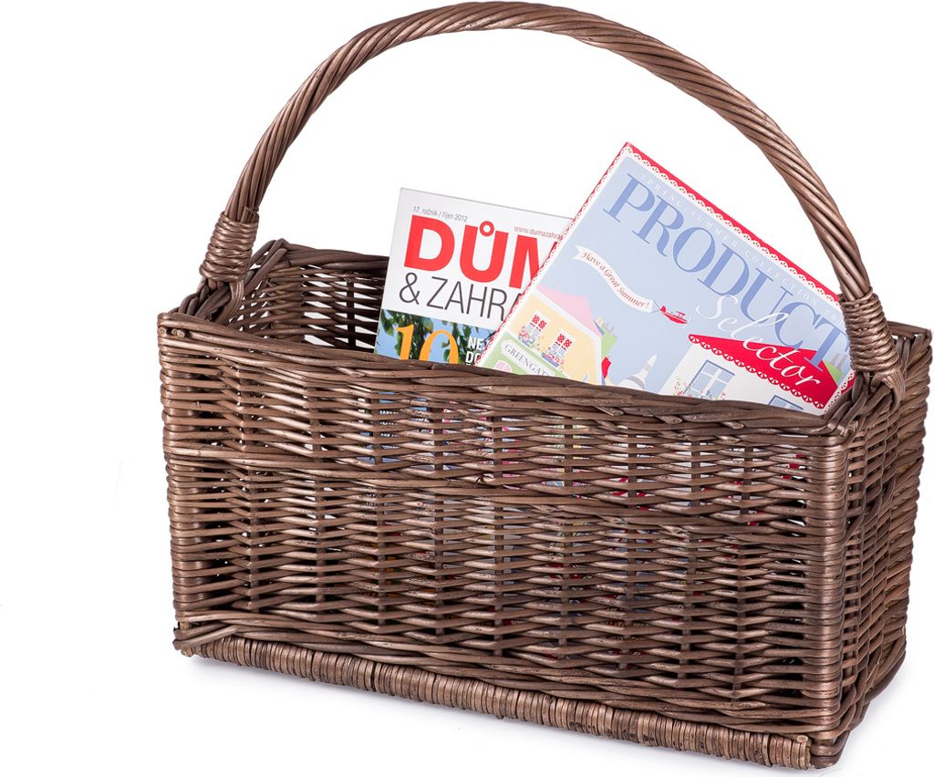 JIPRO Korb aus Weide für Zeitschriften Provence Dialog III. - Weidenkorb - B 45 x T 18 x H 23/41(cm)