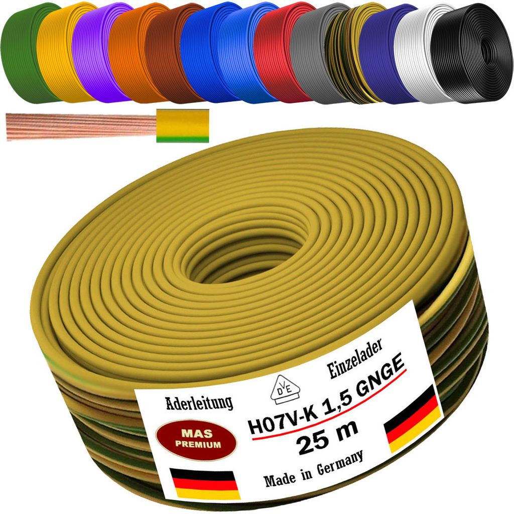 MAS Premium Aderleitung H07V-K 2,5 Mm² Hellblau – Flexibel, VDE-geprüft Für Elektro-Installation