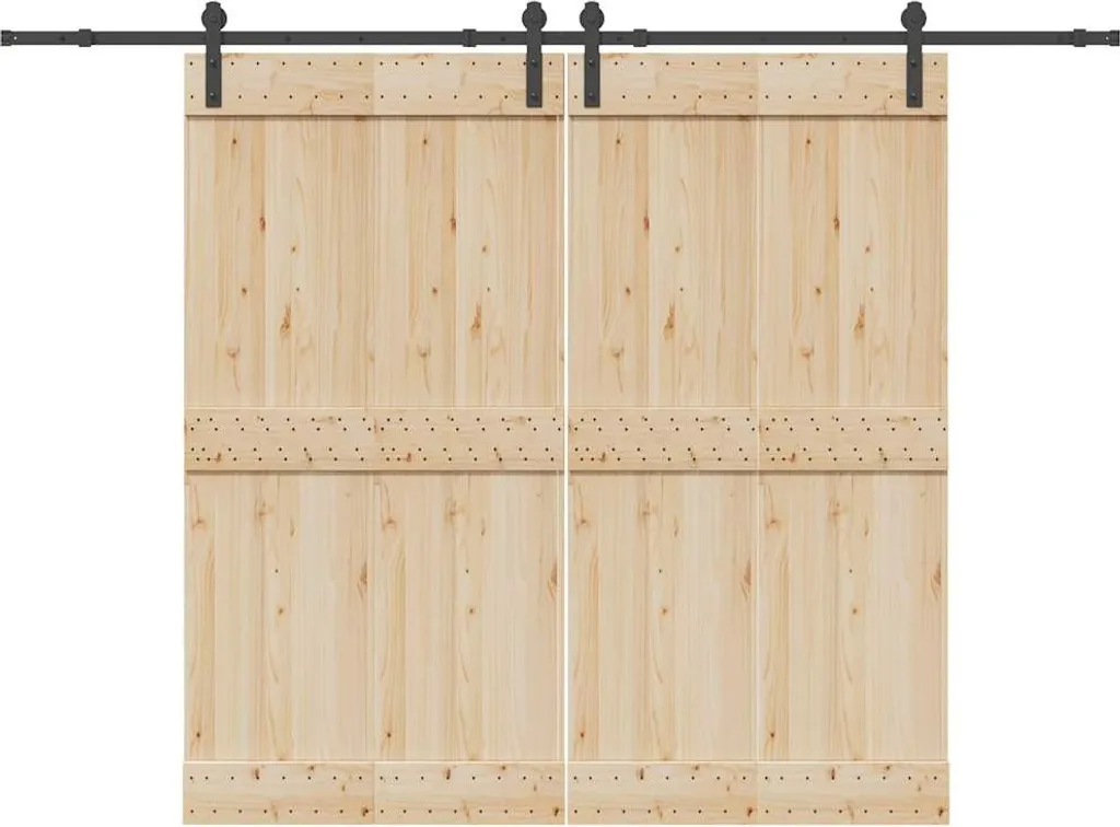 Sistema Porta Scorrevole 305cm Barn Door vidaXL Acciaio Nero Industrial