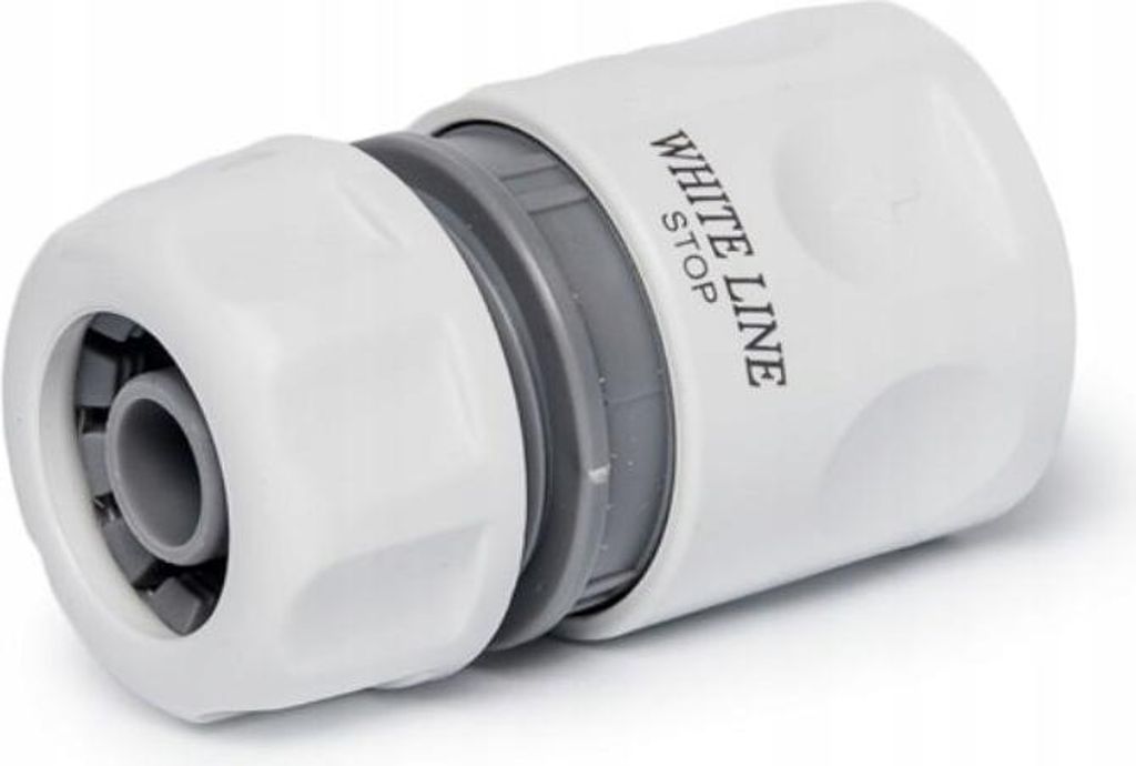 White Line Schlauchkupplung Mit Wasserstopp – Für 1/2" Oder 5/8" Schläuche, Grau, Klick-System, Tropffrei