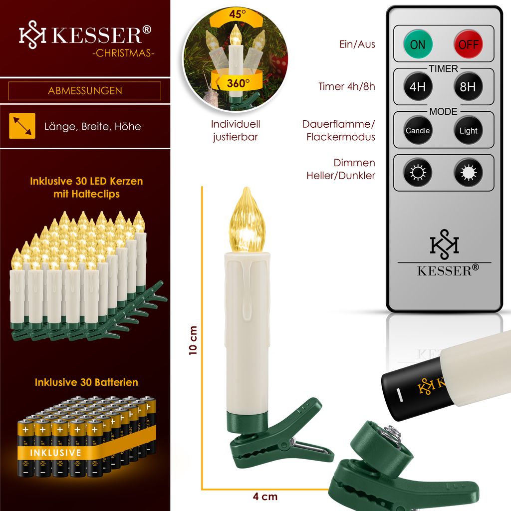 KESSER® Weihnachtsbaumkerzen 20 LED Inkl. Batterien Produktbild 7