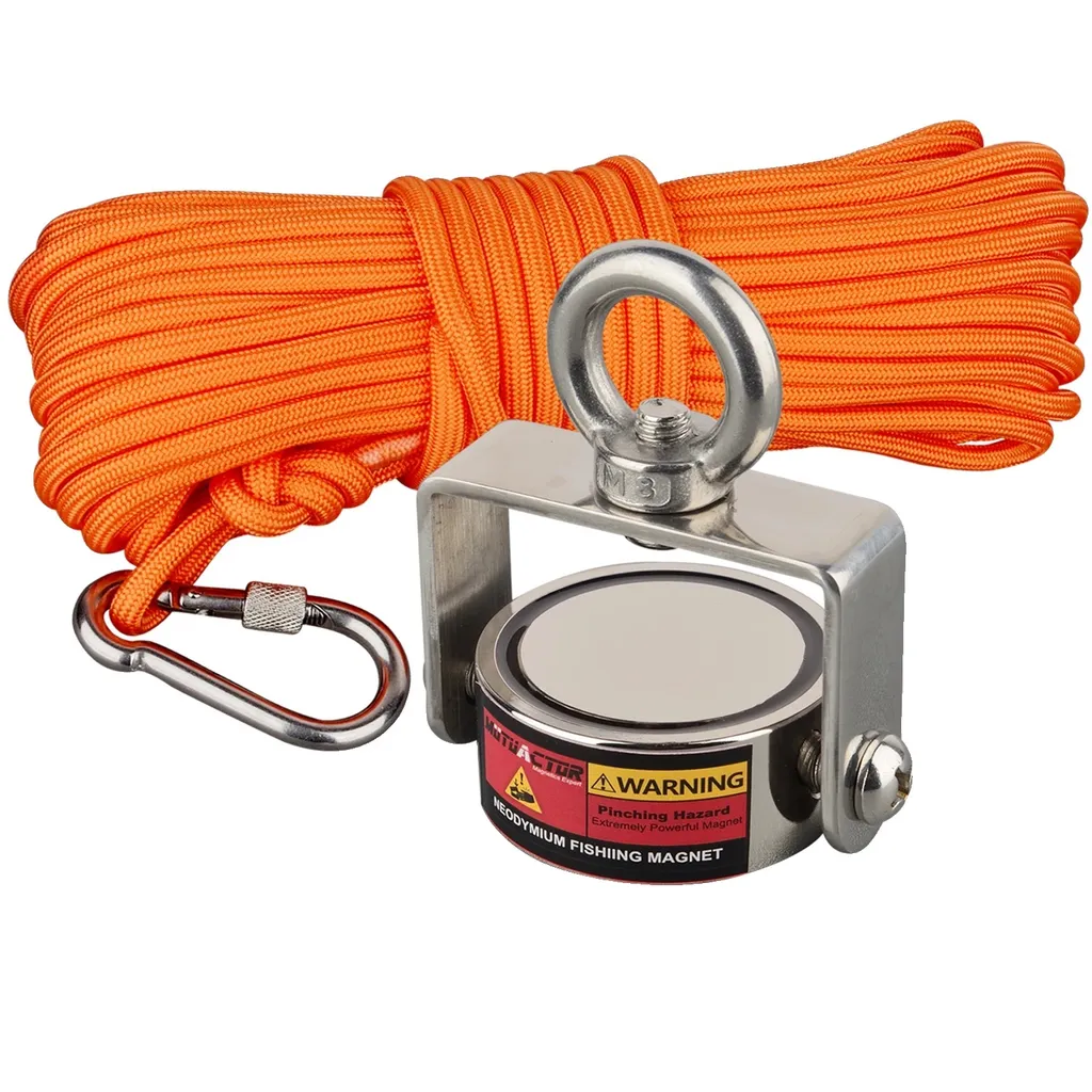 Aimant néodyme pivotant 360° force 180 kg orange pour traction active