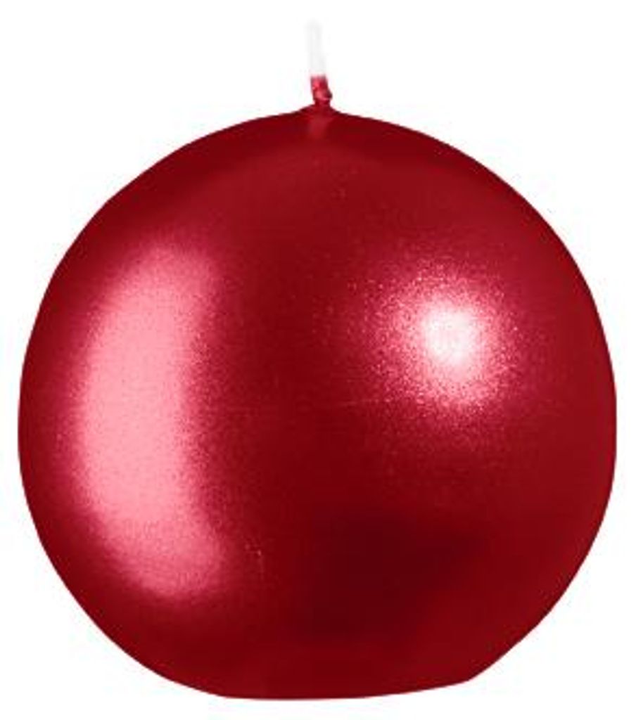 Kugelkerzen Metallic-Lack Glanz Weihnachtsrot Rot Ø 7 cm, 6 Stück
