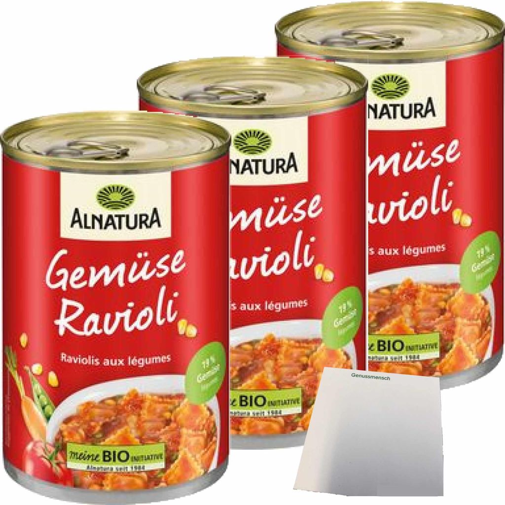 Alnatura Gemüseravioli 3er Pack (3x400g Dose) + usy Block Produktbild 