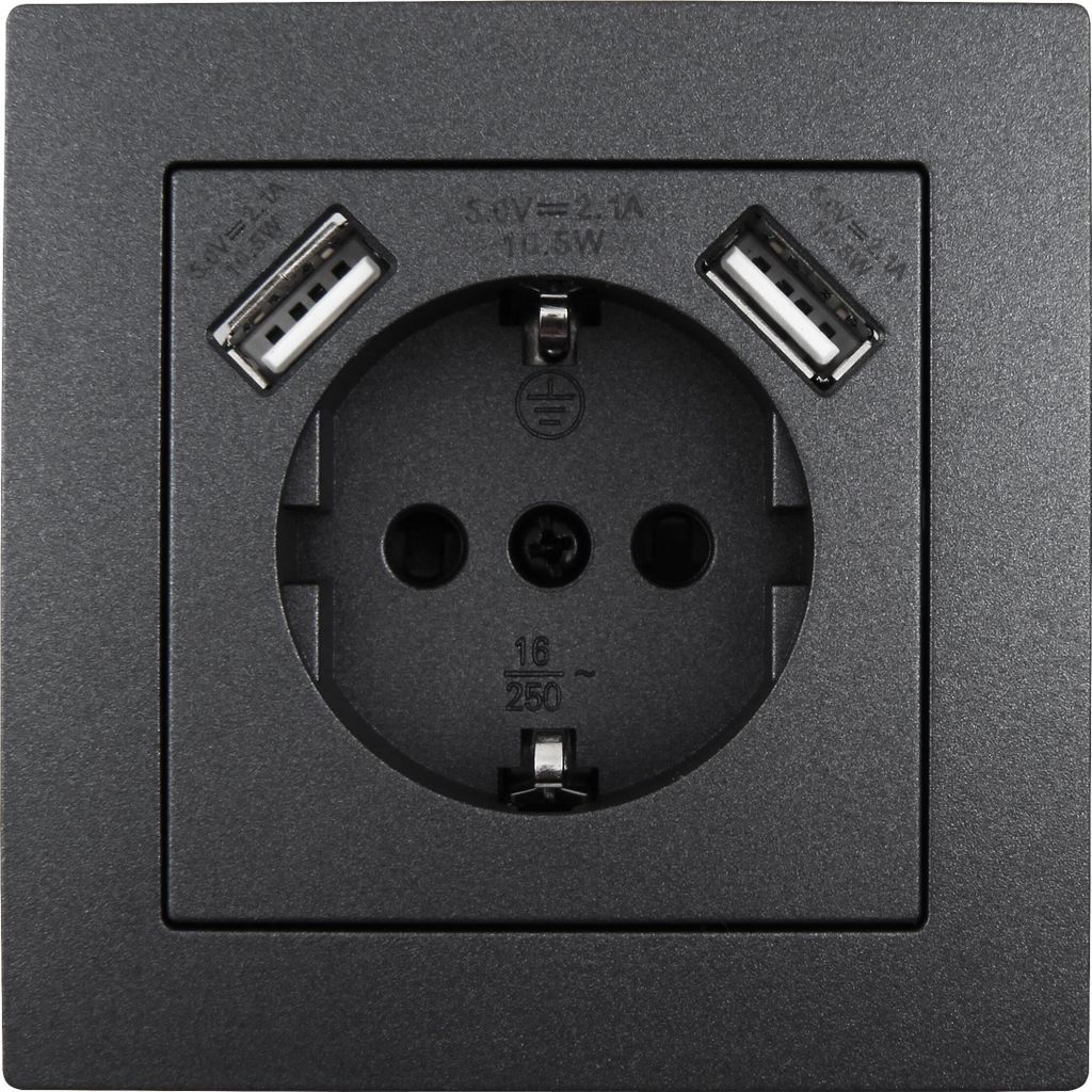 Zásuvka s uzemňovacím kontaktem a 2x USB McPower ''Flair'', Obrázek produktu 