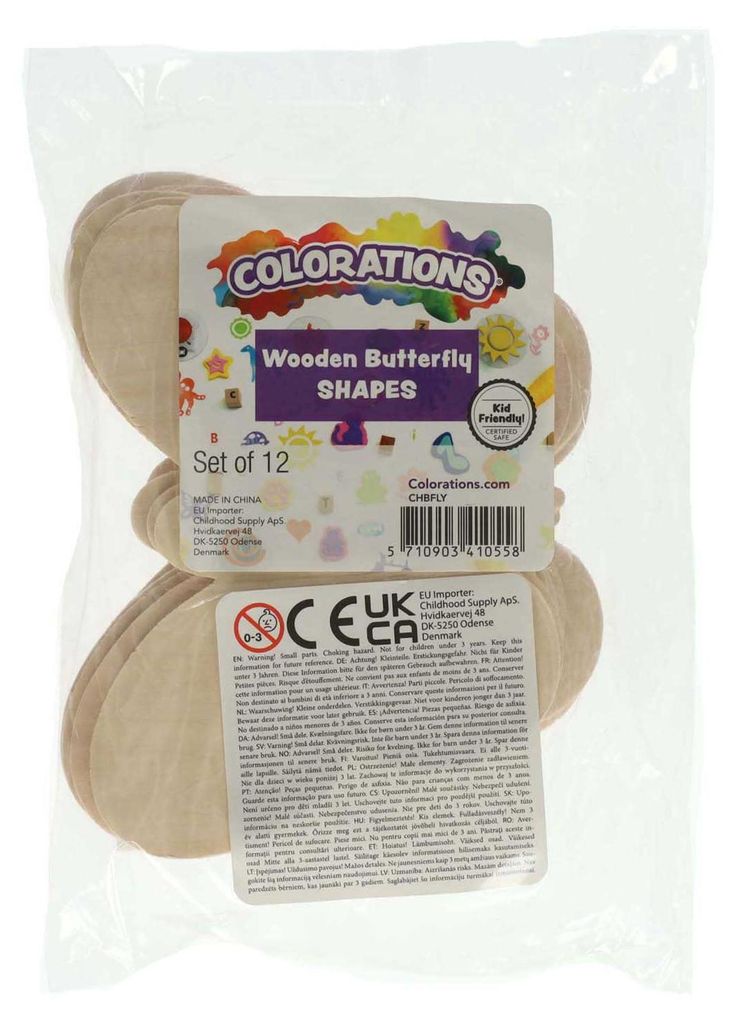 Colorations Holz Bastel Schmetterlinge - Kreativset mit 12 Stück