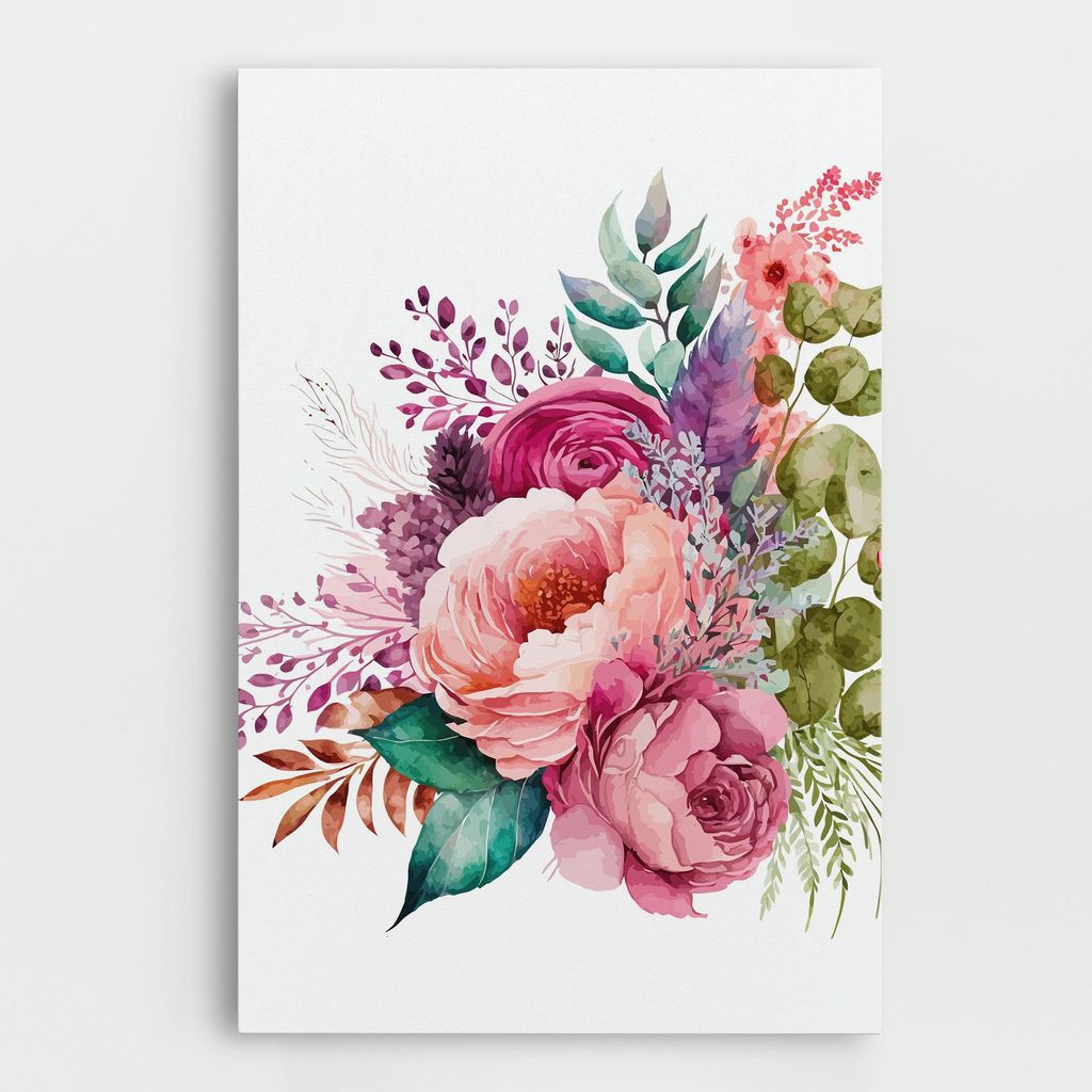 ARTHUB Leinwandbild 50x70 cm, Bouquet Of Pink Roses | Wohnzimmerdekoration, Hängende Bilder, Wanddekoration, Heimdekoration, Blumen, Blumenstrauß