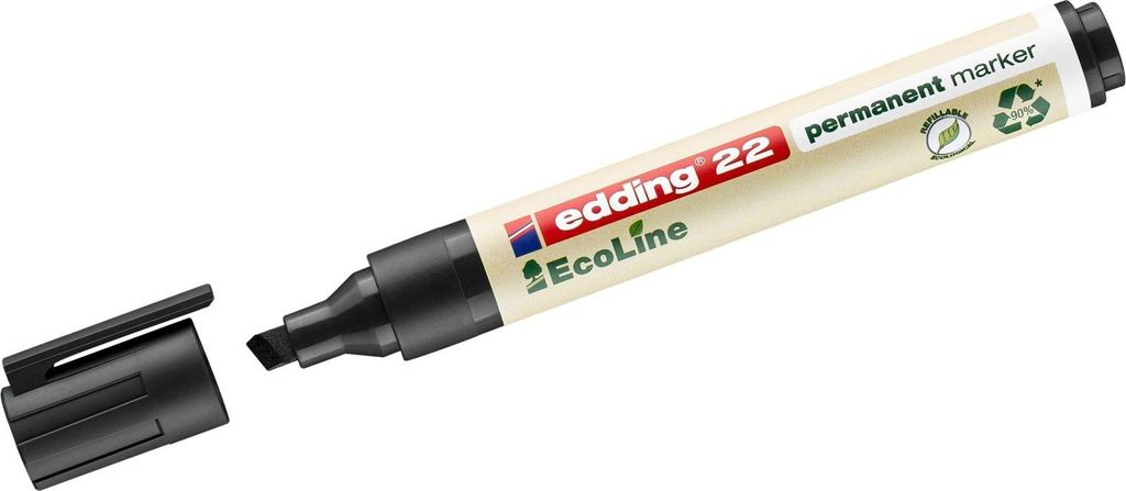 Edding 22 EcoLine, Schwarz, Meißel, Schwarz, Elfenbein, 1 Produktbild 