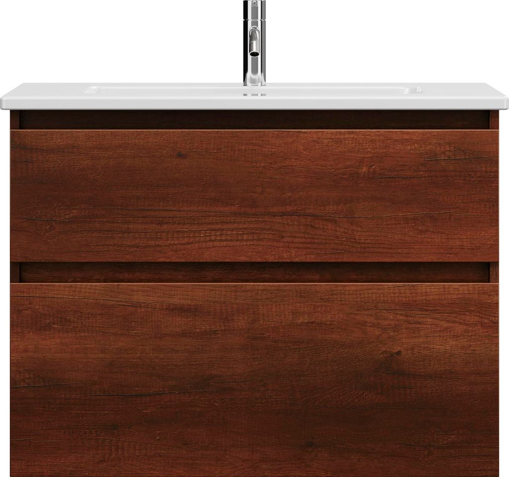 burgbad Lin20 Keramik-Waschtisch inklusive Waschtischunterschrank, 2 Auszüge, 830x415x622mm, SGHD083F5359C0001