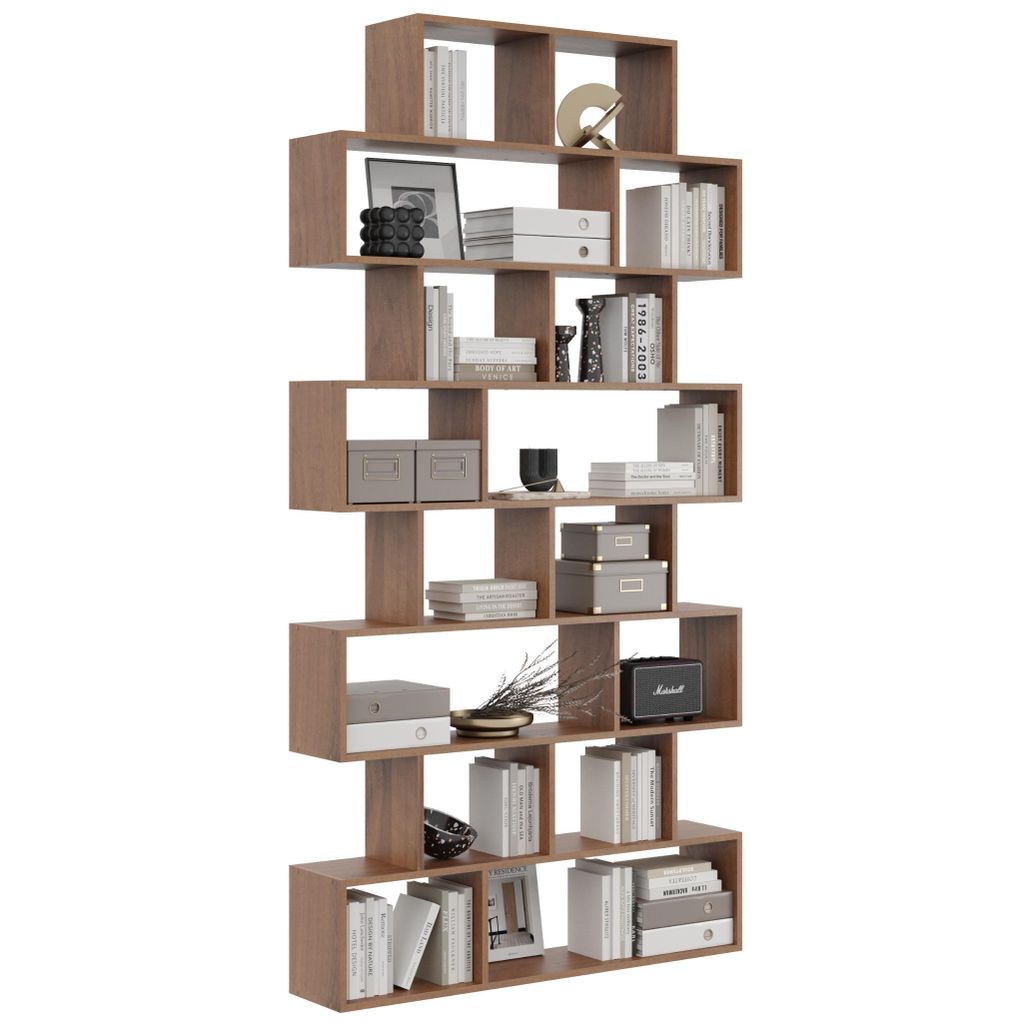 Moderne Wandbibliothek in Nussbaum – Skandinavisches Produktbild 