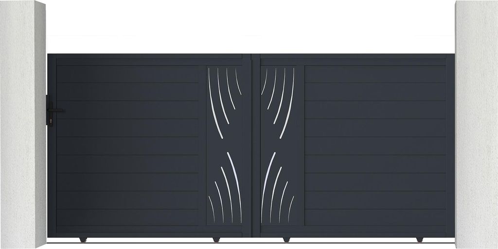 Schiebetor 3,5m VELETA H.160cm + 2 Pfosten H.190cm aluminium grau