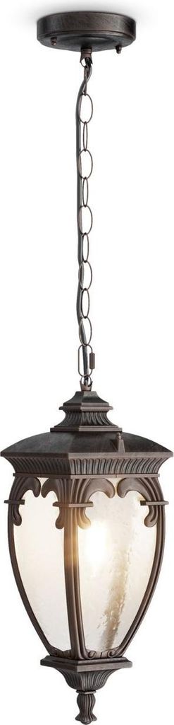 Hängeleuchte außen Aluminium Glas E27 IP44 rund Ø 15 cm H: max. 40 cm in Bronze Antik Vintage Design