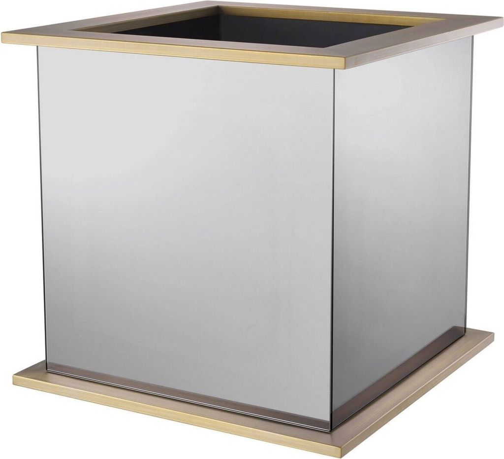 Casa Padrino Luxus Blumentopf Messingfarben / Grau 50 x 50 x H. 49 cm - Verspiegelter Edelstahl Pflanzentopf - Luxus Kollektion