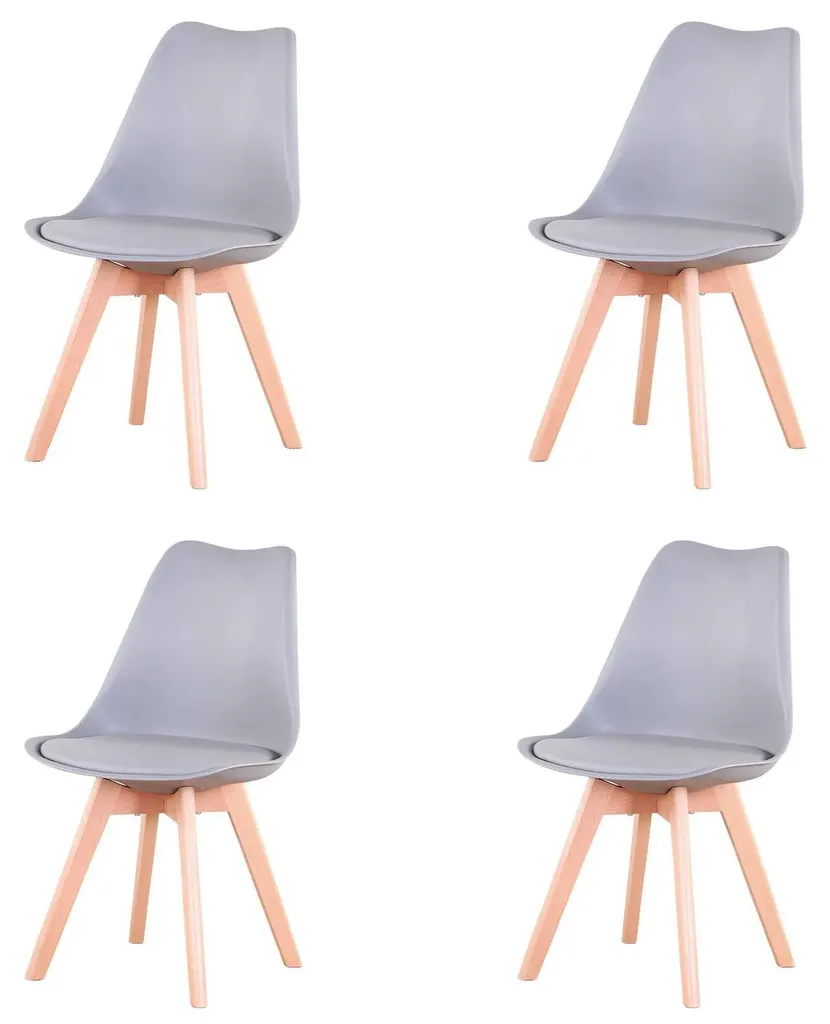 Chaises de salle à manger lot de 4 en simili cuir gris et bois scandinave