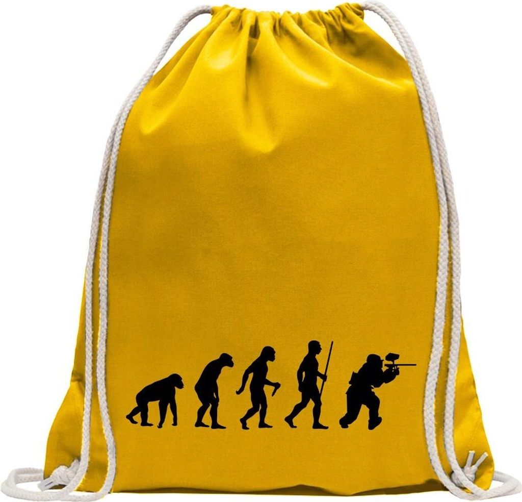 Kiwistar - Turnbeutel - gelb - Paintballspieler Evolution - Fun Rucksack Sport Beutel Gymsack Baumwolle mit Ziehgurt