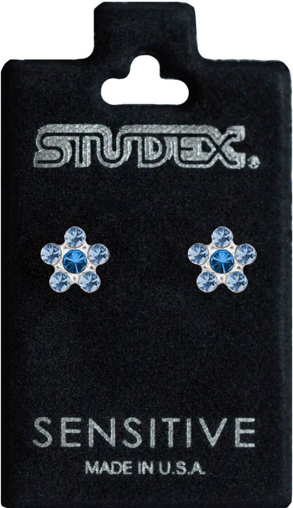 Chirurgenstahl Ohrstecker Blümchen in blau Studex Sensitive Produktbild 