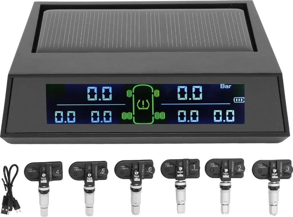 TPMS Écran LCD Solaire avec 6 Capteurs Externes et Alerte de Température - 2