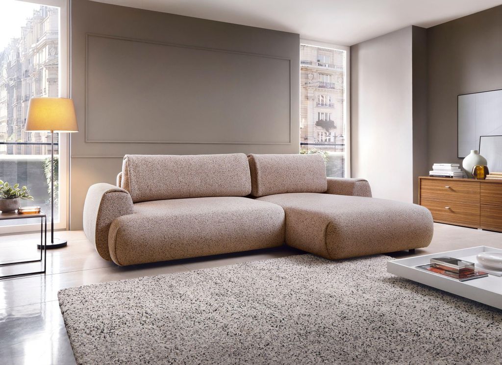 Masseno Ecksofa ZEST mit Schlaffunktion L-Form, Sofa mit Bettkasten, Wohnzimmersofa, Couch, Soffa, Bettsofa, Couchgarnitur- Rosa, PUENTE 68