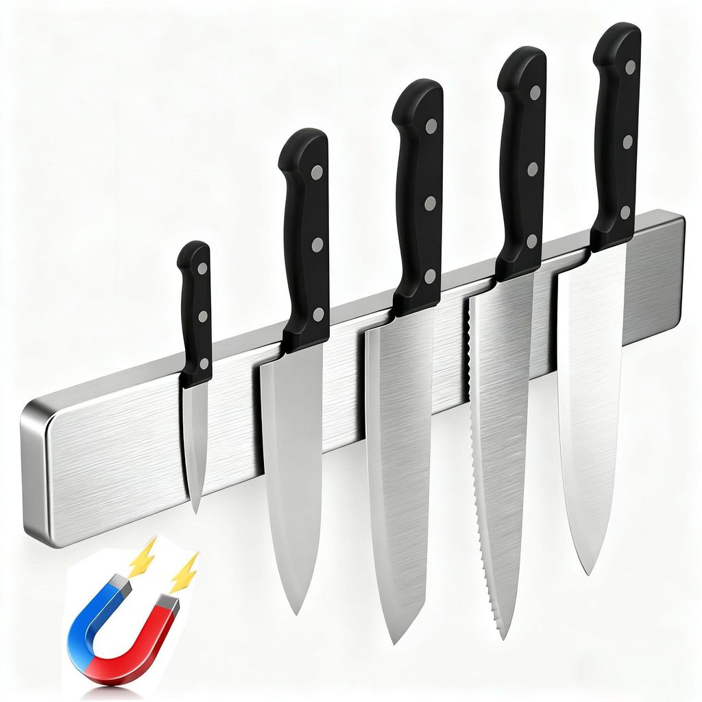 Wand-Magnet Messer-Leiste, Messerblock 40cm Edelstahl, Ohne Produktbild 