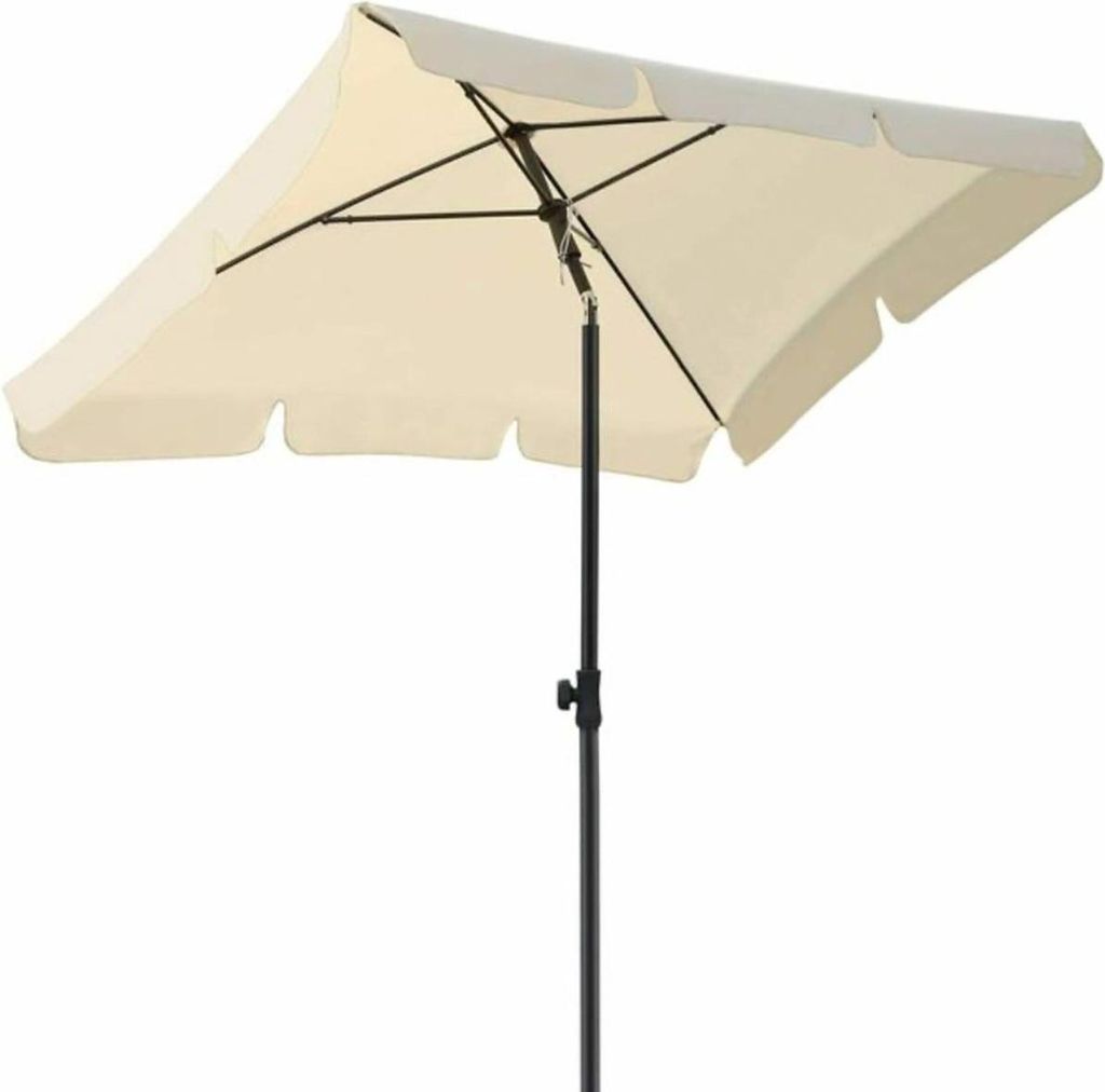 Happyment DeLuxus Sonnenschirm – Kippbar – Quadratisch – Ohne Fuß – Beige – Für Terrasse, Garten oder Strand – 200 cm