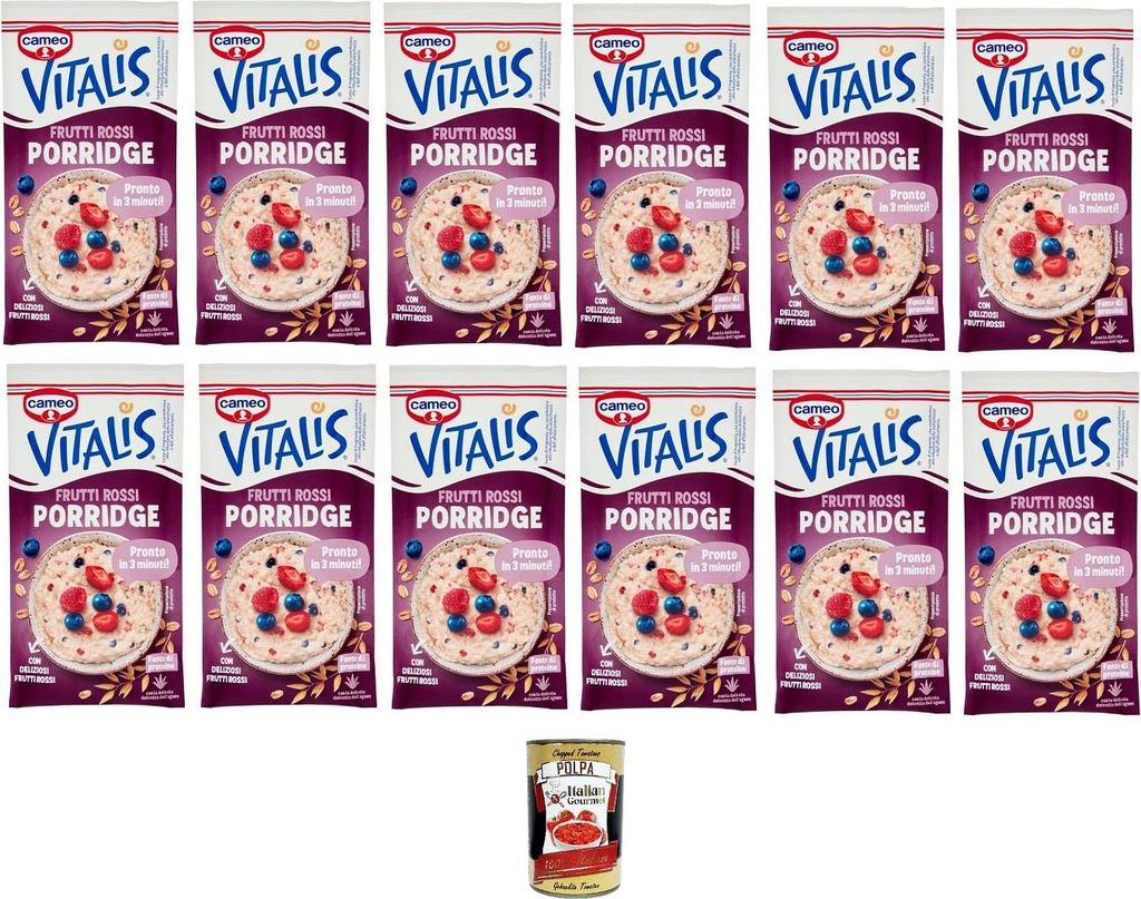 C.Vitalis Porridge mit Haferflocken und leckeren roten Früchten 12x53g+ Italian Gourmet polpa 400g